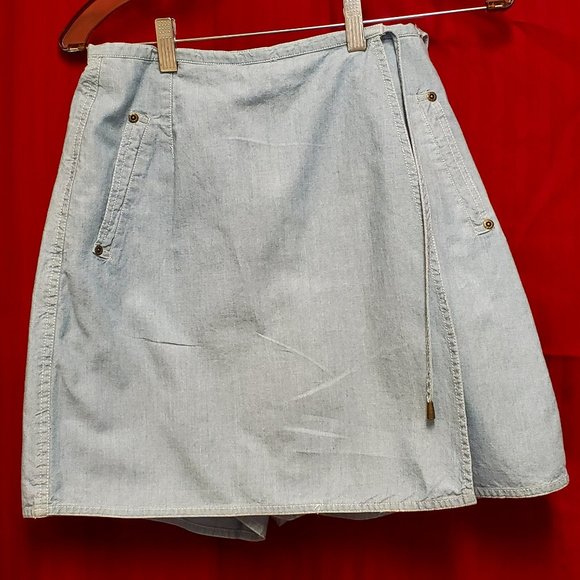 Denim colored Wrapped Around Mini Skort. - Picture 1 of 10